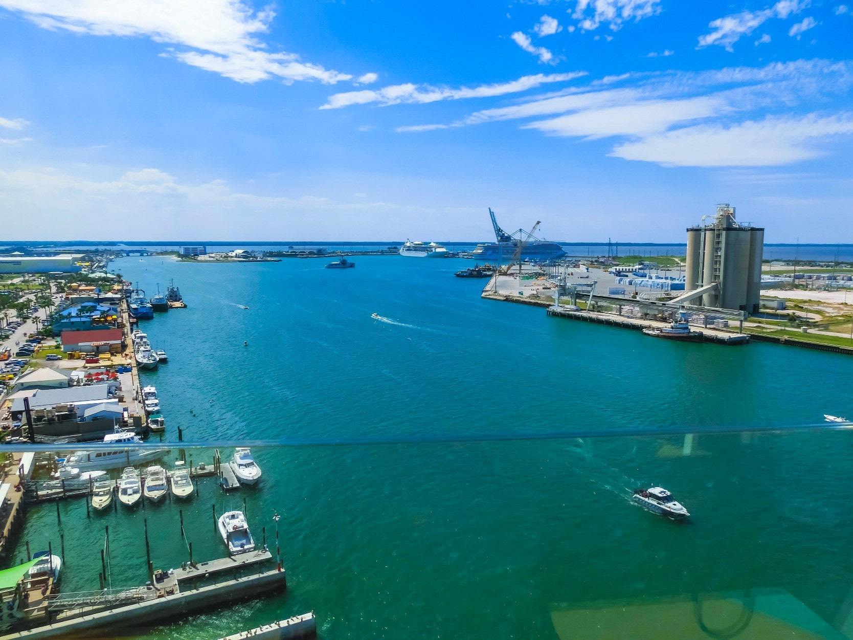 Arial view of Port Canaveral from Cape Canaveral, Florida